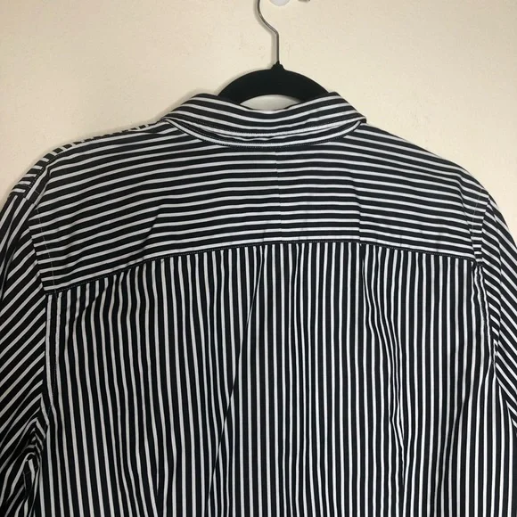 LAUREN RALPH LAUREN Striped Button-Down Shirt Black White 100% Cotton Size: 16 W - Picture 12 of 16